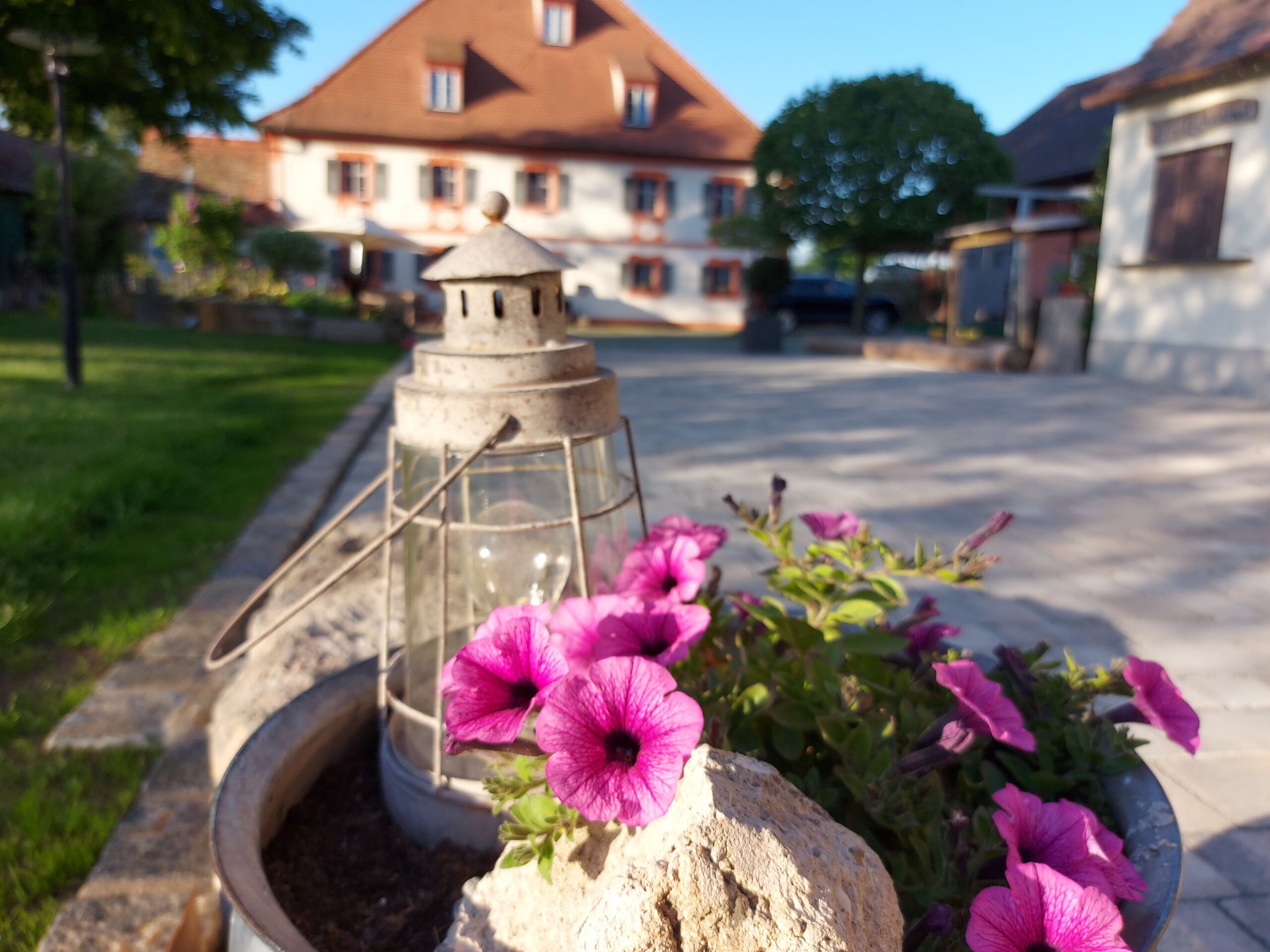 Kleinwachenrother Mühle Außenbereich Blumentopf